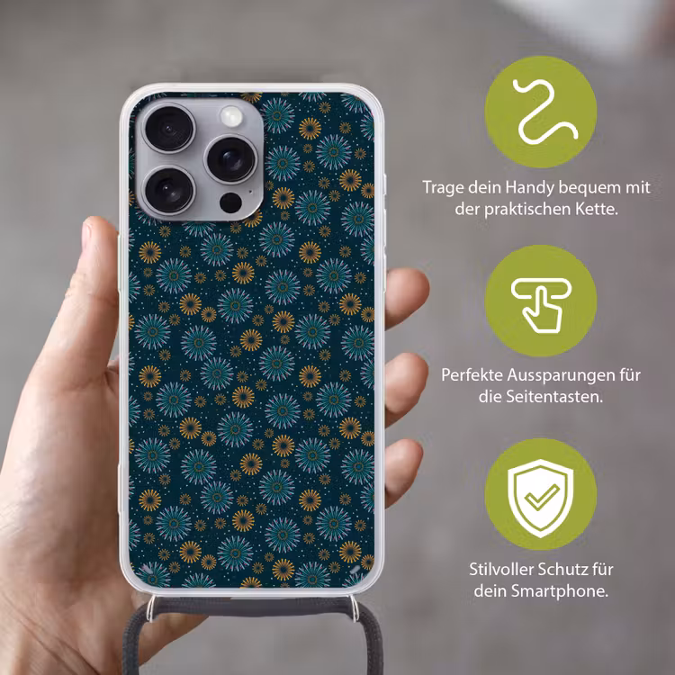 Blauw - Patroon - Retro Hoesje iPhone 16 Pro Max met koord klein 804 -sfeer2_DE