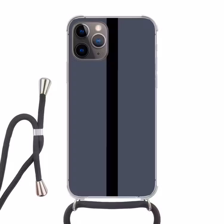 Blauw - Zwart - Streep - Minimalistisch Hoesje iPhone 12 Pro met koord klein -3d