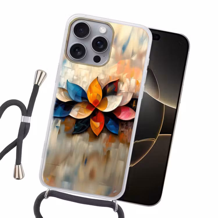 Bloem - Abstract - Kleurrijk - Bladeren Hoesje iPhone 16 Pro Max met koord klein -sfeer1