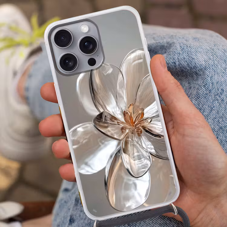 Bloem - Glazen - Doorzichtig Hoesje iPhone 16 Pro Max met koord klein -sfeer3