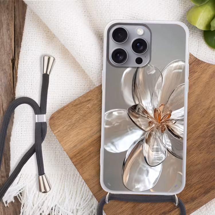 Bloem - Glazen - Doorzichtig Hoesje iPhone 16 Pro Max met koord klein -sfeer4