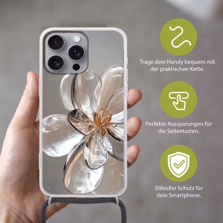 Bloem - Glazen - Doorzichtig Hoesje iPhone 16 Pro Max met koord klein -sfeer2_DE
