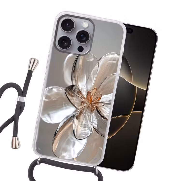Bloem - Glazen - Doorzichtig Hoesje iPhone 16 Pro Max met koord klein -sfeer1