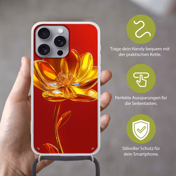 Bloem - Goud - Glazen Hoesje iPhone 16 Pro Max met koord klein -sfeer2_DE