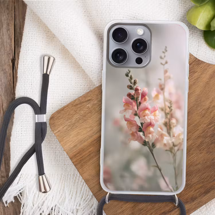 Bloem - Leeuwenbek - Roze - Stengel Hoesje iPhone 16 Pro Max met koord klein -sfeer4
