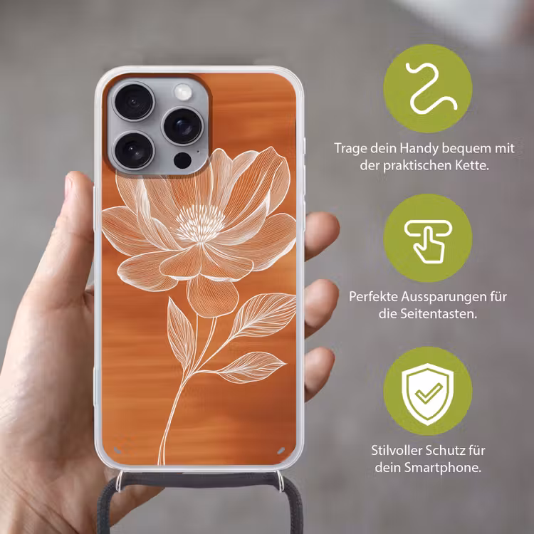 Bloem - Minimalistisch - Wit Hoesje iPhone 16 Pro Max met koord klein -sfeer2_DE