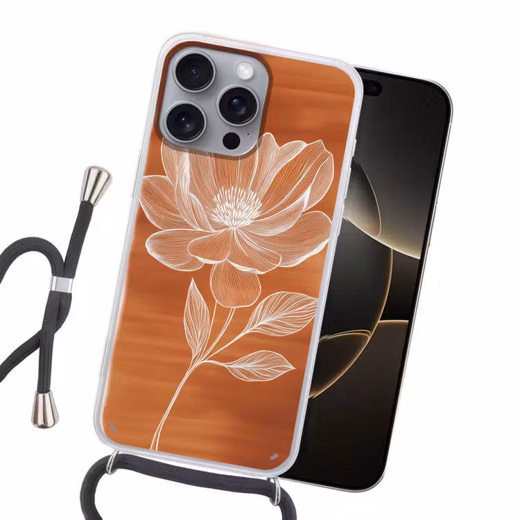Bloem - Minimalistisch - Wit Hoesje iPhone 16 Pro Max met koord klein -sfeer1