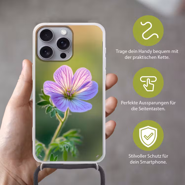 Bloem - Close up - Paars Hoesje iPhone 16 Pro Max met koord klein -sfeer2_DE