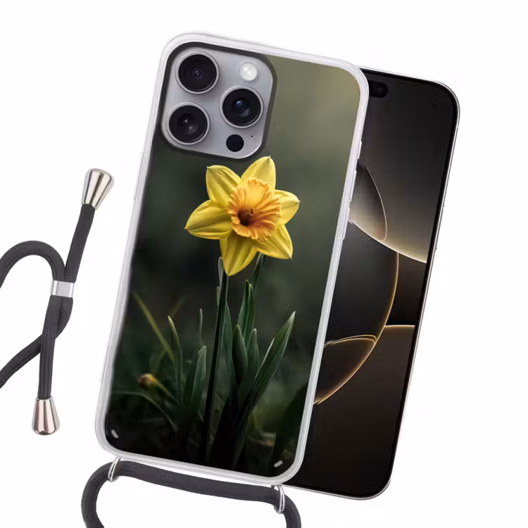 Bloem - Narcis - Gras - Geel Hoesje iPhone 16 Pro Max met koord klein -sfeer1