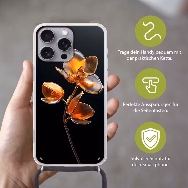 Bloem - Orchidee - Oranje Hoesje iPhone 16 Pro Max met koord klein -sfeer2_DE