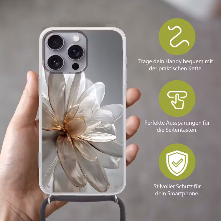 Bloem - Wit - Neutraal Hoesje iPhone 16 Pro Max met koord klein -sfeer2_DE