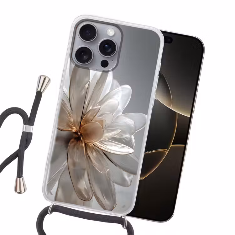Bloem - Wit - Neutraal Hoesje iPhone 16 Pro Max met koord klein -sfeer1