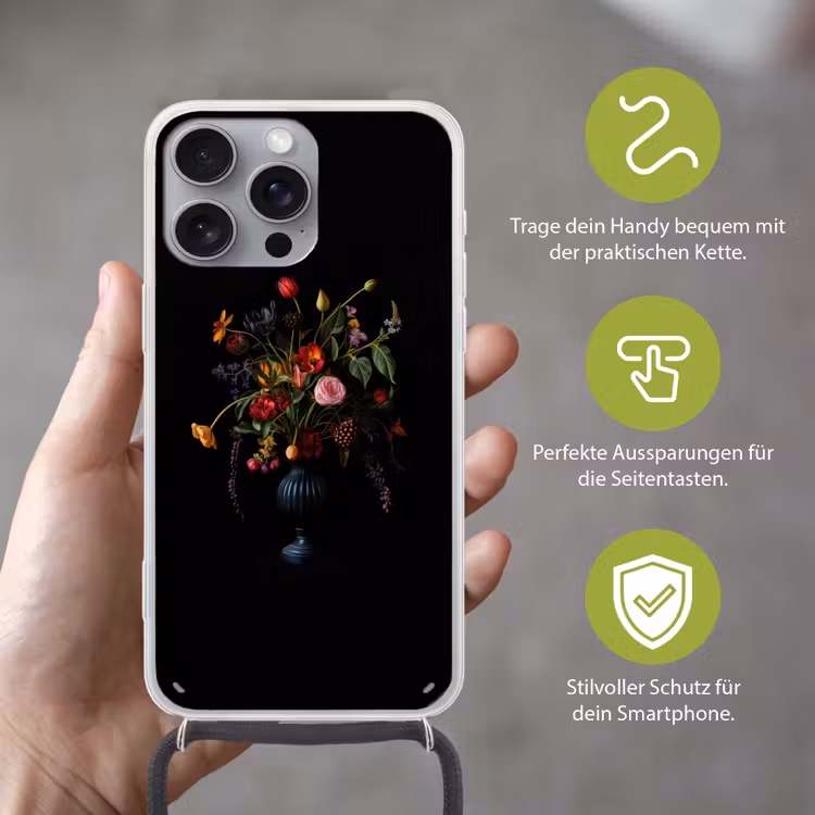 Bloemen - Bessen - Klassiek Hoesje iPhone 16 Pro Max met koord klein -sfeer2_DE