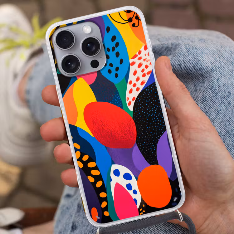 Bloemen - Bladeren - Abstract - Rood Hoesje iPhone 16 Pro Max met koord klein -sfeer3