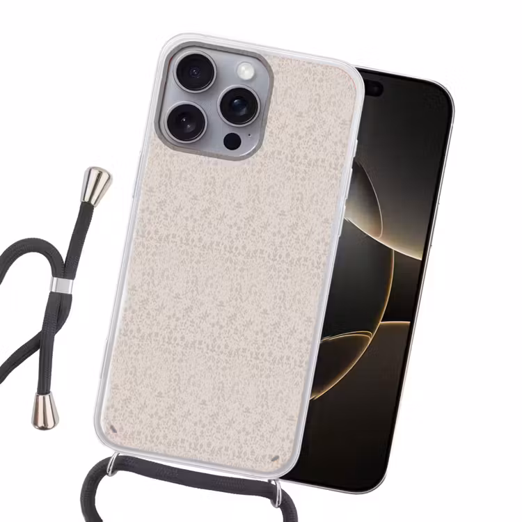 Bloemen - Bladeren - Licht - Taupe Hoesje iPhone 16 Pro Max met koord klein 804 -sfeer1