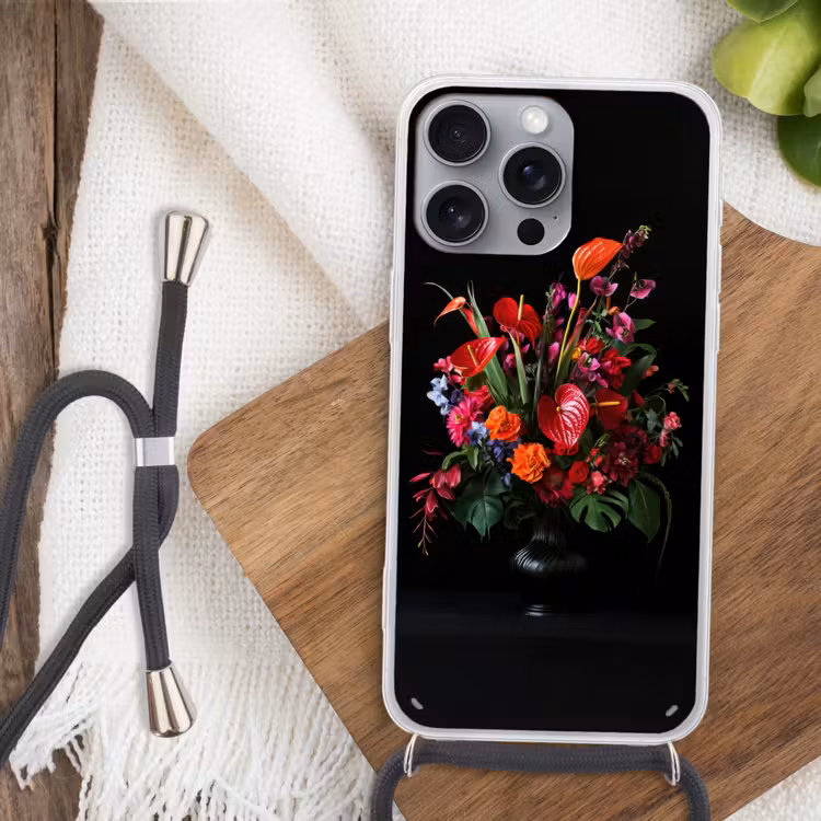 Bloemen - Boeket - Sierlijk Hoesje iPhone 16 Pro Max met koord klein -sfeer4
