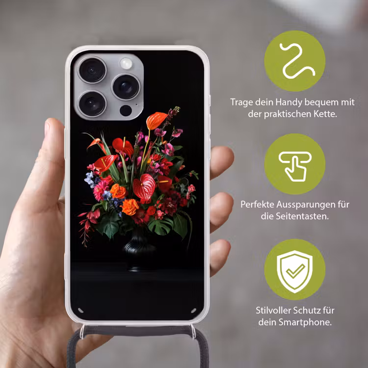 Bloemen - Boeket - Sierlijk Hoesje iPhone 16 Pro Max met koord klein -sfeer2_DE