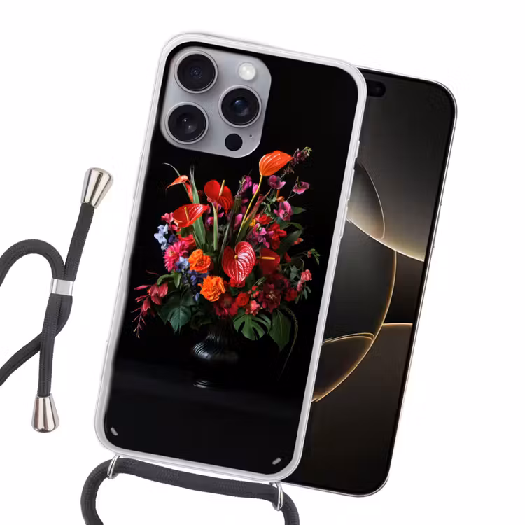 Bloemen - Boeket - Sierlijk Hoesje iPhone 16 Pro Max met koord klein -sfeer1