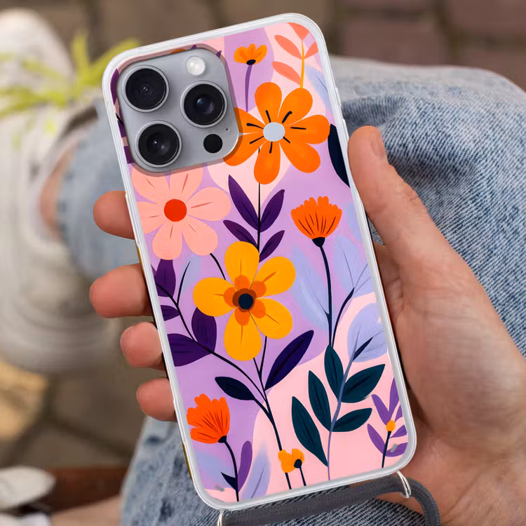 Bloemen - Kleurrijk - Bladeren Hoesje iPhone 16 Pro Max met koord klein -sfeer3