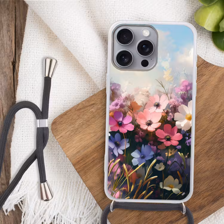 Bloemen - Kleurrijk - Bloei Hoesje iPhone 16 Pro Max met koord klein -sfeer4