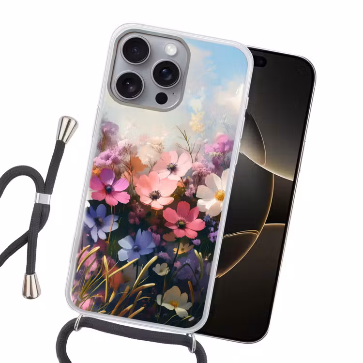Bloemen - Kleurrijk - Bloei Hoesje iPhone 16 Pro Max met koord klein -sfeer1