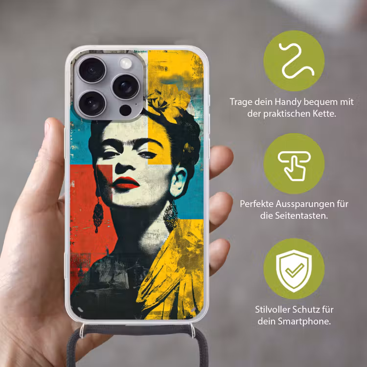 Bloemen - Felle kleuren - Grafisch - Modern Hoesje iPhone 16 Pro Max met koord klein -sfeer2_DE