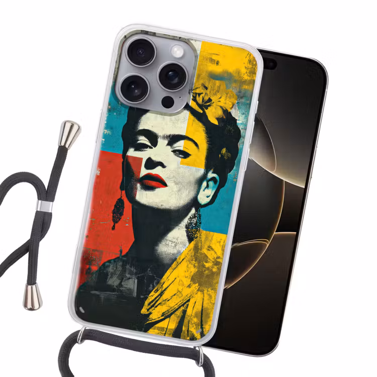 Bloemen - Felle kleuren - Grafisch - Modern Hoesje iPhone 16 Pro Max met koord klein -sfeer1