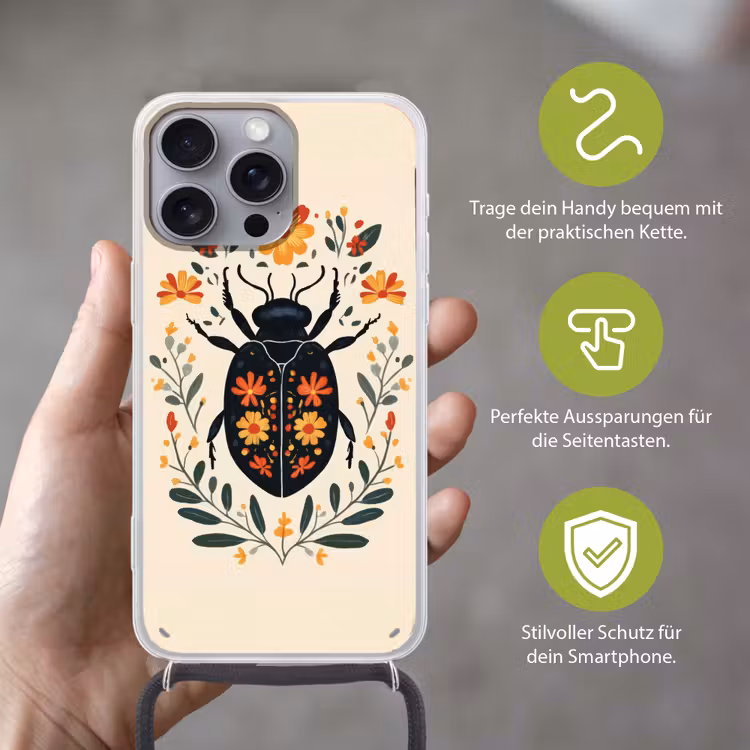 Bloemen - Oranje - Planten - Sierlijk Hoesje iPhone 16 Pro Max met koord klein -sfeer2_DE