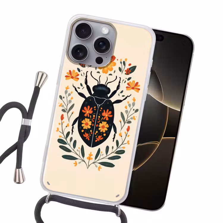 Bloemen - Oranje - Planten - Sierlijk Hoesje iPhone 16 Pro Max met koord klein -sfeer1