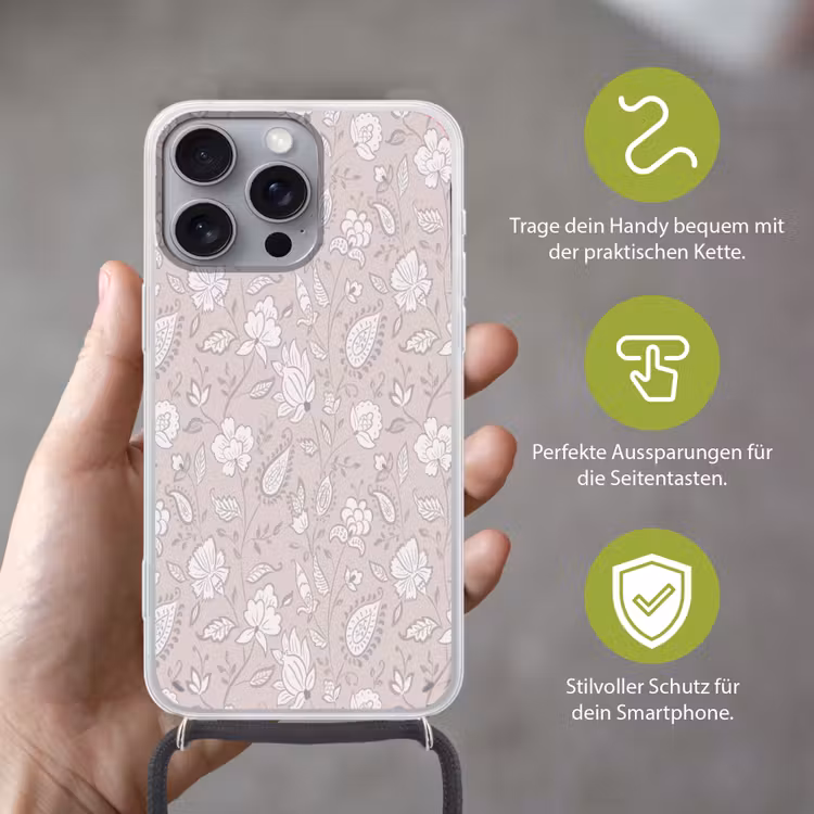 Bloemen - Getekend - Lavendel Hoesje iPhone 16 Pro Max met koord klein 804 -sfeer2_DE