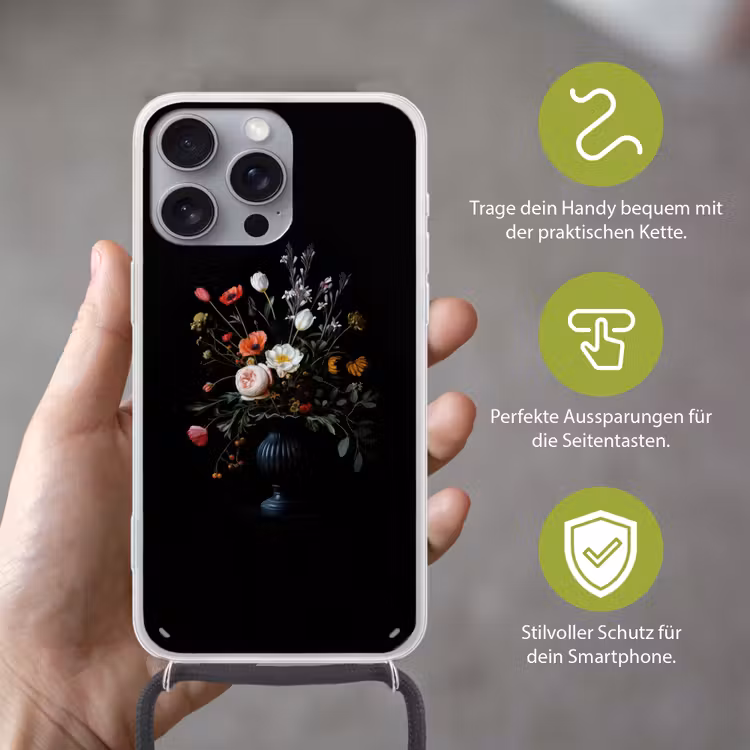 Bloemstuk - Vaas - Zwart Hoesje iPhone 16 Pro Max met koord klein -sfeer2_DE