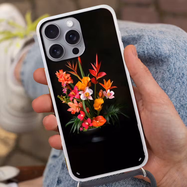 Boeket - Bloemen - Exotisch Hoesje iPhone 16 Pro Max met koord klein -sfeer3