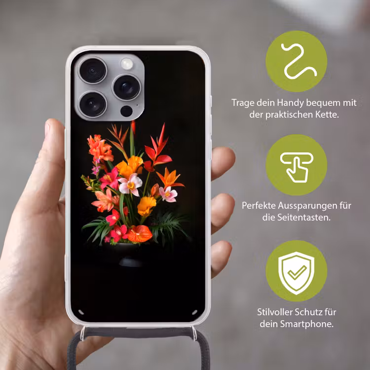Boeket - Bloemen - Exotisch Hoesje iPhone 16 Pro Max met koord klein -sfeer2_DE