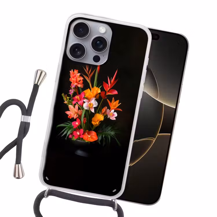Boeket - Bloemen - Exotisch Hoesje iPhone 16 Pro Max met koord klein -sfeer1