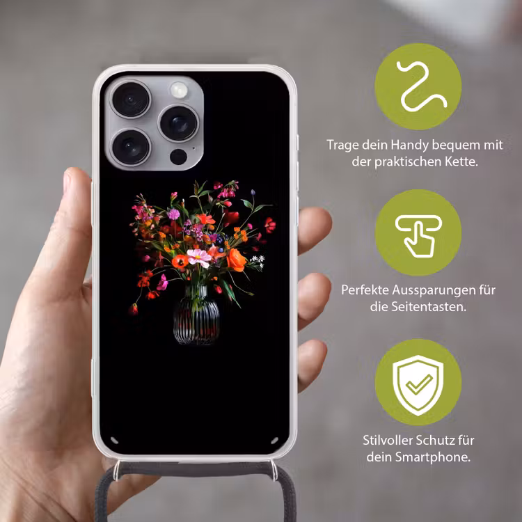 Boeket - Veldbloemen - Vaas Hoesje iPhone 16 Pro Max met koord klein -sfeer2_DE