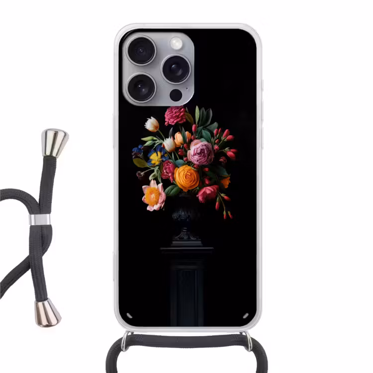 Boeket - Romantisch - Kleurrijk Hoesje iPhone 16 Pro Max met koord klein -3d