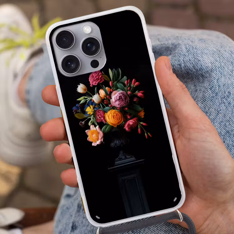 Boeket - Romantisch - Kleurrijk Hoesje iPhone 16 Pro Max met koord klein -sfeer3