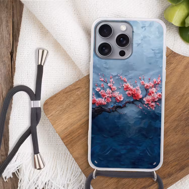 Bloesem - Bloem - Roze - Tak Hoesje iPhone 16 Pro Max met koord klein -sfeer4