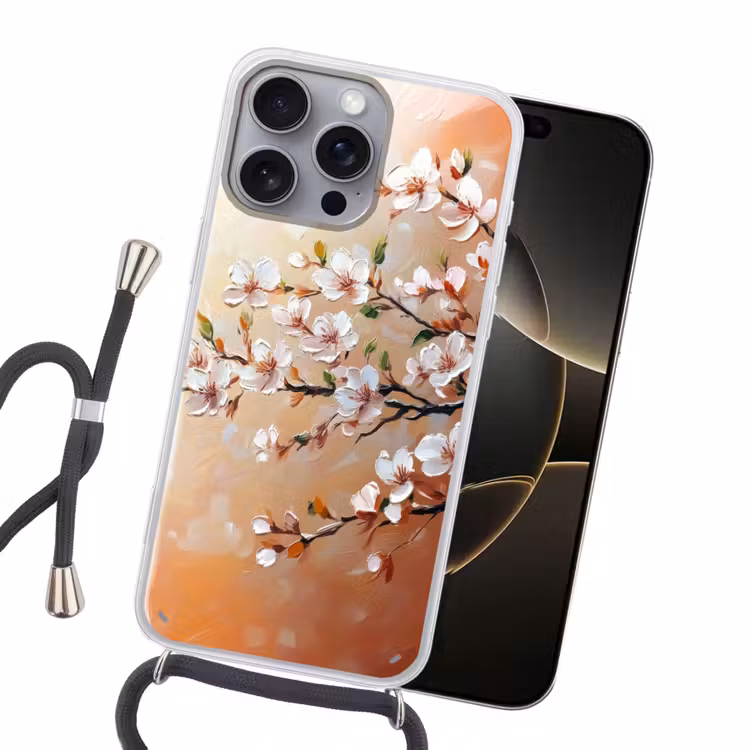 Bloesemtakken - Schilderachtig - Roze Hoesje iPhone 16 Pro Max met koord klein -sfeer1