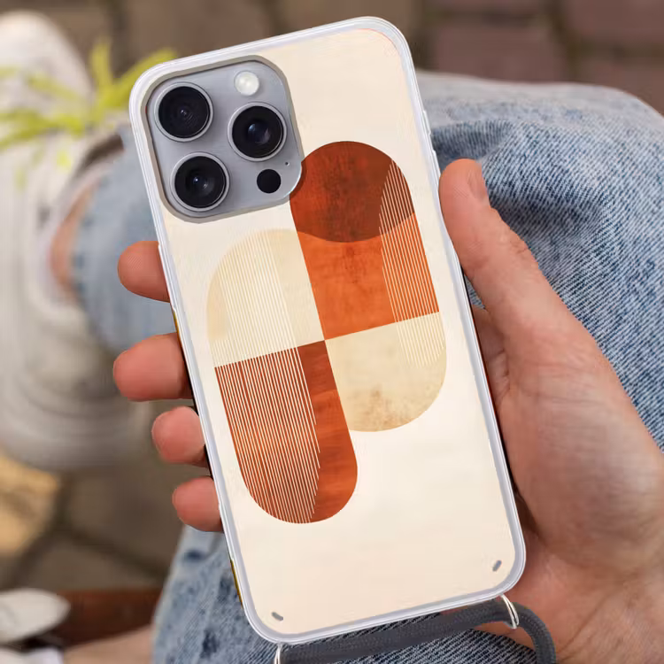 Bogen - Beige - Vormen Hoesje iPhone 16 Pro Max met koord klein -sfeer3