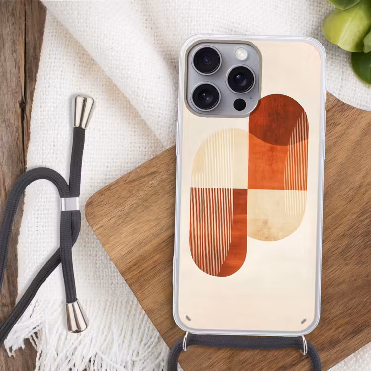 Bogen - Beige - Vormen Hoesje iPhone 16 Pro Max met koord klein -sfeer4