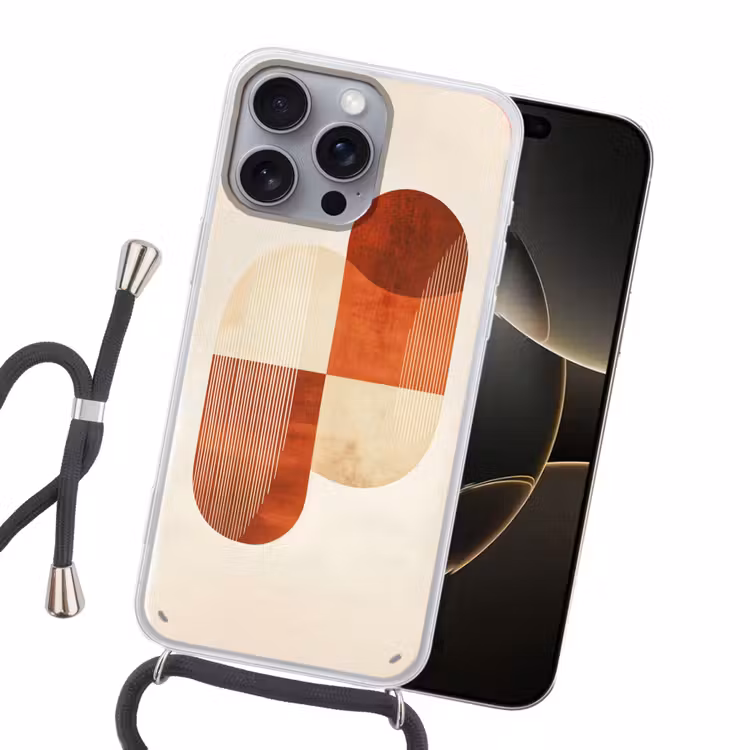 Bogen - Beige - Vormen Hoesje iPhone 16 Pro Max met koord klein -sfeer1