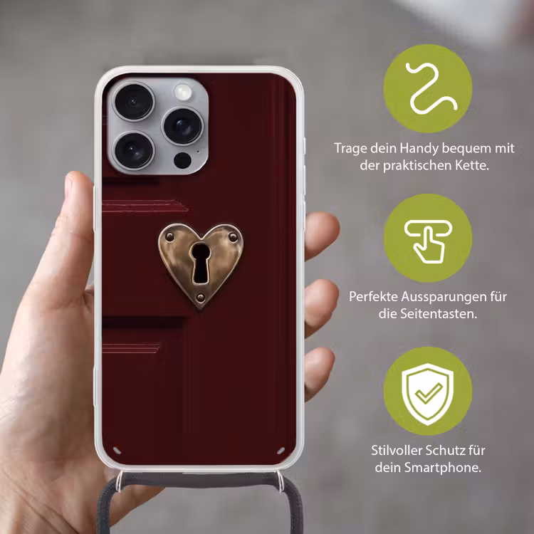 Bordeaux - Sleutelplaat - Hout - Deur Hoesje iPhone 16 Pro Max met koord klein -sfeer2_DE