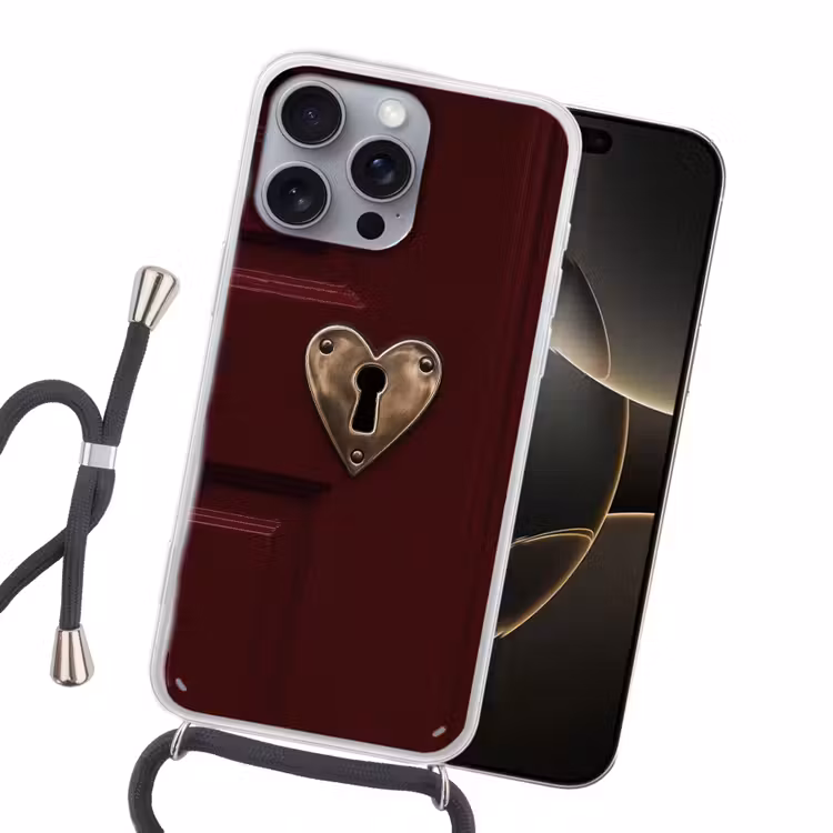 Bordeaux - Sleutelplaat - Hout - Deur Hoesje iPhone 16 Pro Max met koord klein -sfeer1