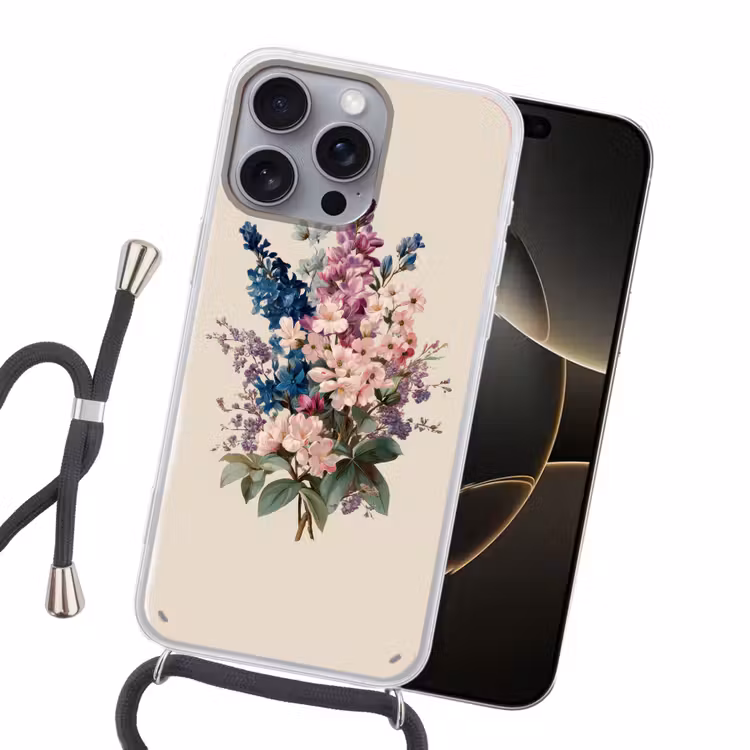 Boeket - Beige - Harmonieus - Subtiel Hoesje iPhone 16 Pro Max met koord klein -sfeer1