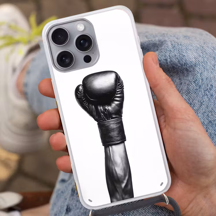 Bokshandschoen - Zwart - Hand Hoesje iPhone 16 Pro Max met koord klein -sfeer3