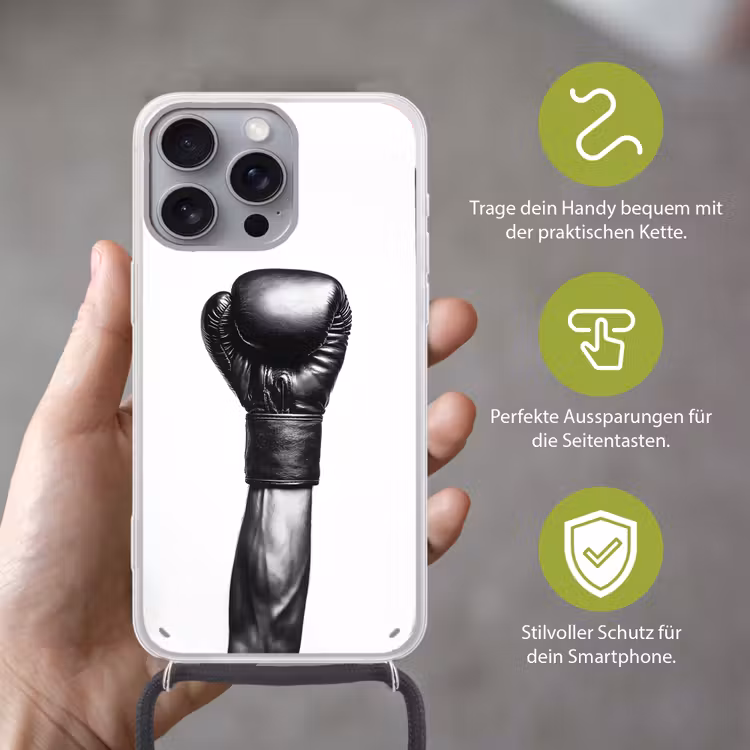 Bokshandschoen - Zwart - Hand Hoesje iPhone 16 Pro Max met koord klein -sfeer2_DE