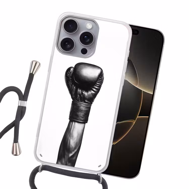 Bokshandschoen - Zwart - Hand Hoesje iPhone 16 Pro Max met koord klein -sfeer1