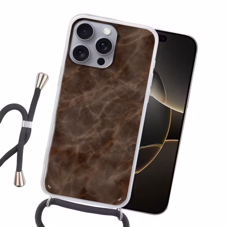 Bruin marmer - Organisch - Natuursteen Hoesje iPhone 16 Pro Max met koord klein -sfeer1
