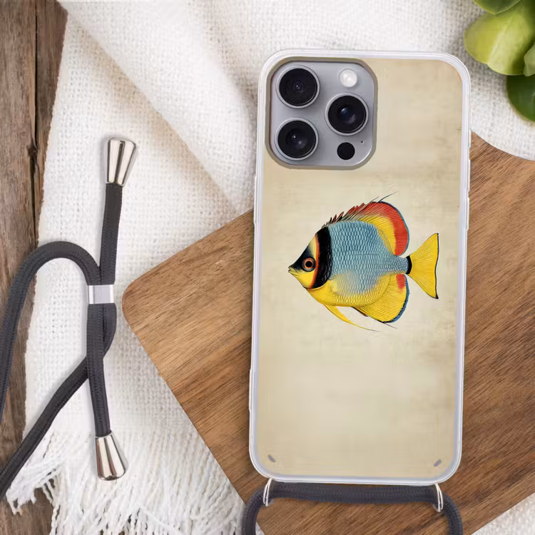 Kleurrijk - Vis - Schubben - Illustratie Hoesje iPhone 16 Pro Max met koord klein -sfeer4
